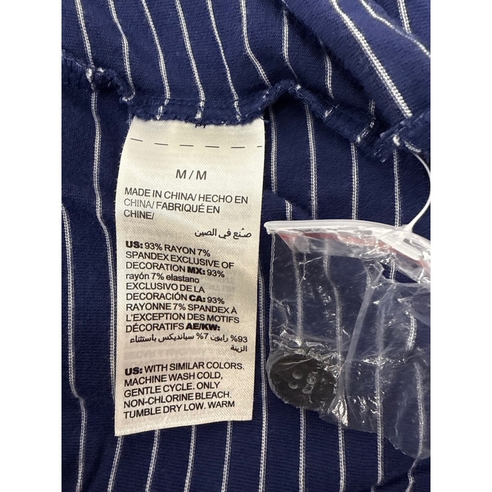 Soma Pajama Set Womens Medium Navy White Striped Short Sleeve Crop Pants #49 - Picture 7 of 7